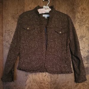 Coldwater Creek Brown Textured Blazer PXS